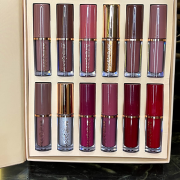 12-piece set of matte liquid lipstick, shiny, waterproof and long-lasting